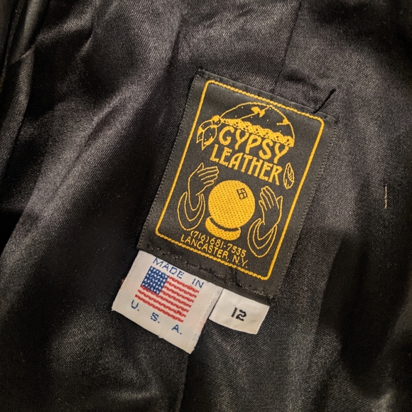 Gypsy Leather Motorcycle Jacket w Roses and Medallions - Picture 6 of 8